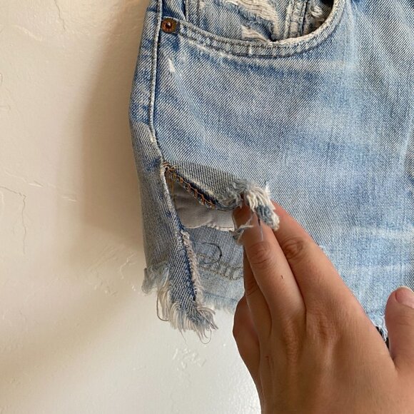 Vintage Distressed Levi's Cutoff Jean Shorts Light Wash - Picture 2 of 8